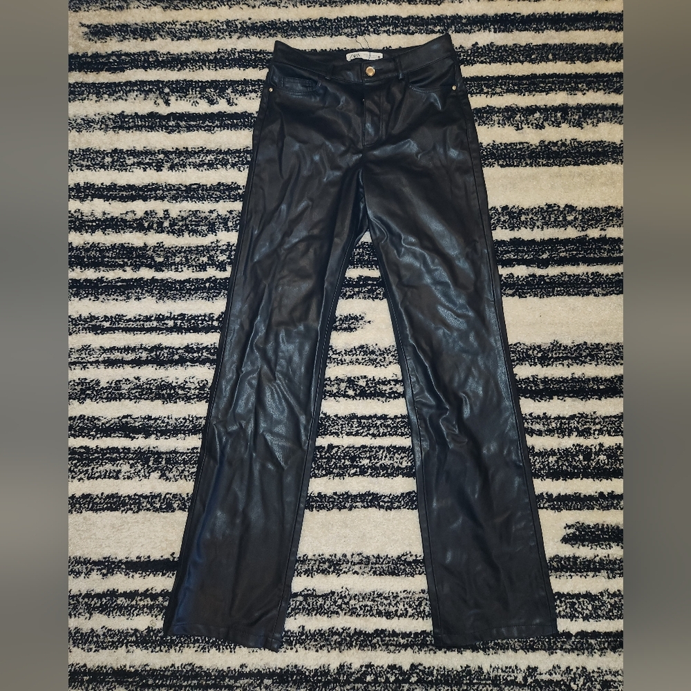 Zara Faux Leather Pants, Size 2